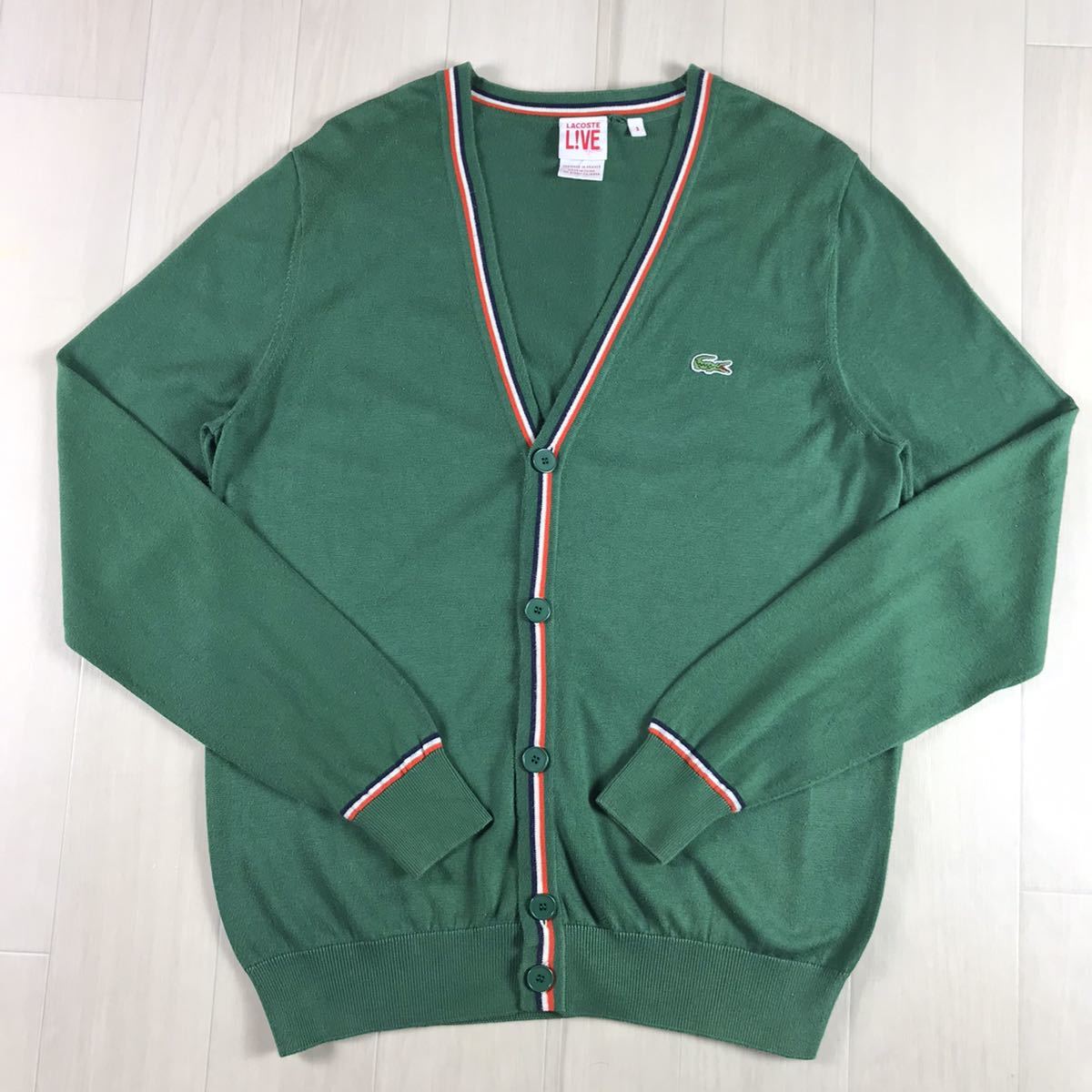 LACOSTE L!VE ラコステ ライブ カーディガン 3 グリーン ティプライン ワニ_画像2