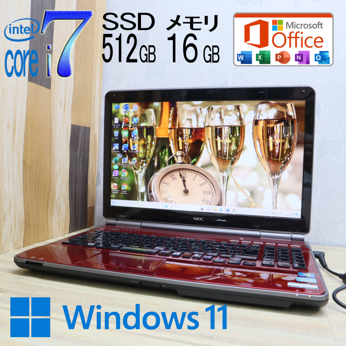 ★美品 YAMAHA♪最上級i7！新品SSD512GB メモリ16GB★LL850D Core i7-2620M Win11 MS Office2019 Home&Business 中古品 ノートPC★P49156_画像1