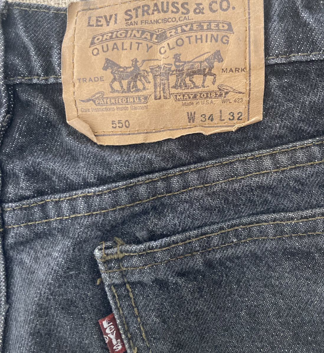 ★美品levi's 550 USA製　先染め　ブラック　W34 ビンテージ　vintage バギー/90s poler skate _画像3