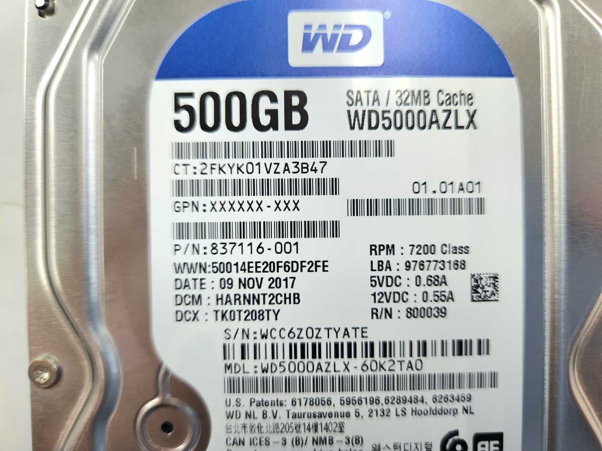 【送料無料】中古HDD 500GB 3.5インチ WD Western Digital WD5000AZLX 動作確認済 健康状態:正常 HDD 内臓HDD 送料無料 3.5インチ①_画像4