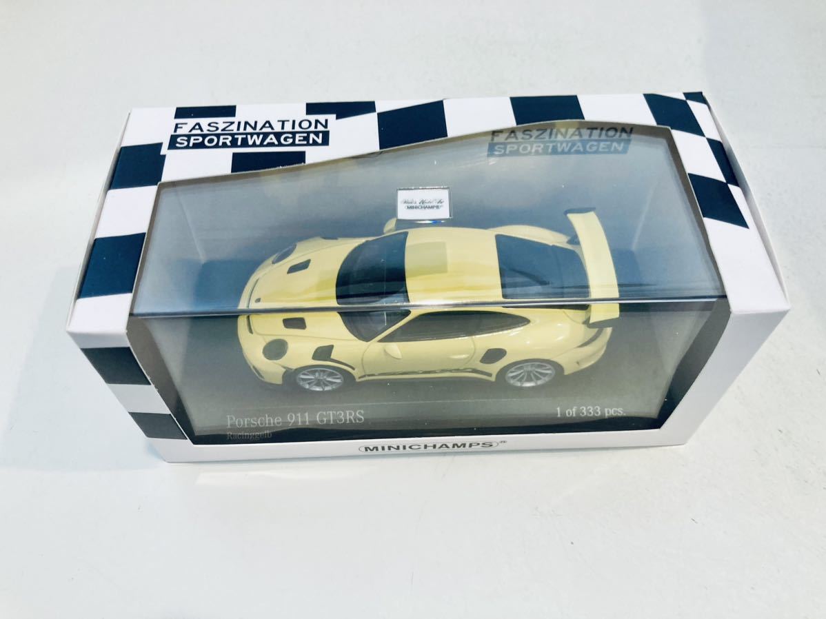 【送料無料】1/43 Minichamaps ポルシェ 911 GT3 RS (991.2) 2018 Yellow/Silver wheel_画像3