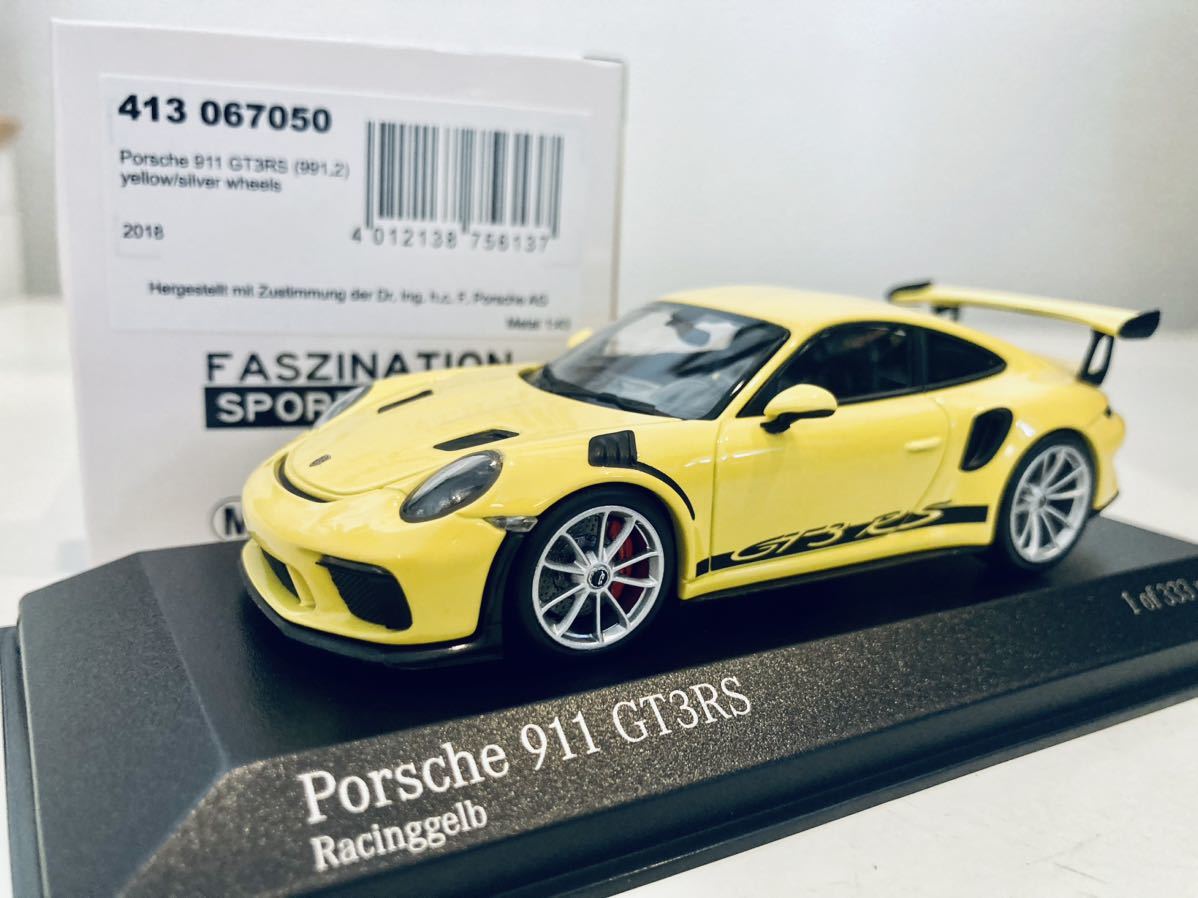 【送料無料】1/43 Minichamaps ポルシェ 911 GT3 RS (991.2) 2018 Yellow/Silver wheel_画像1