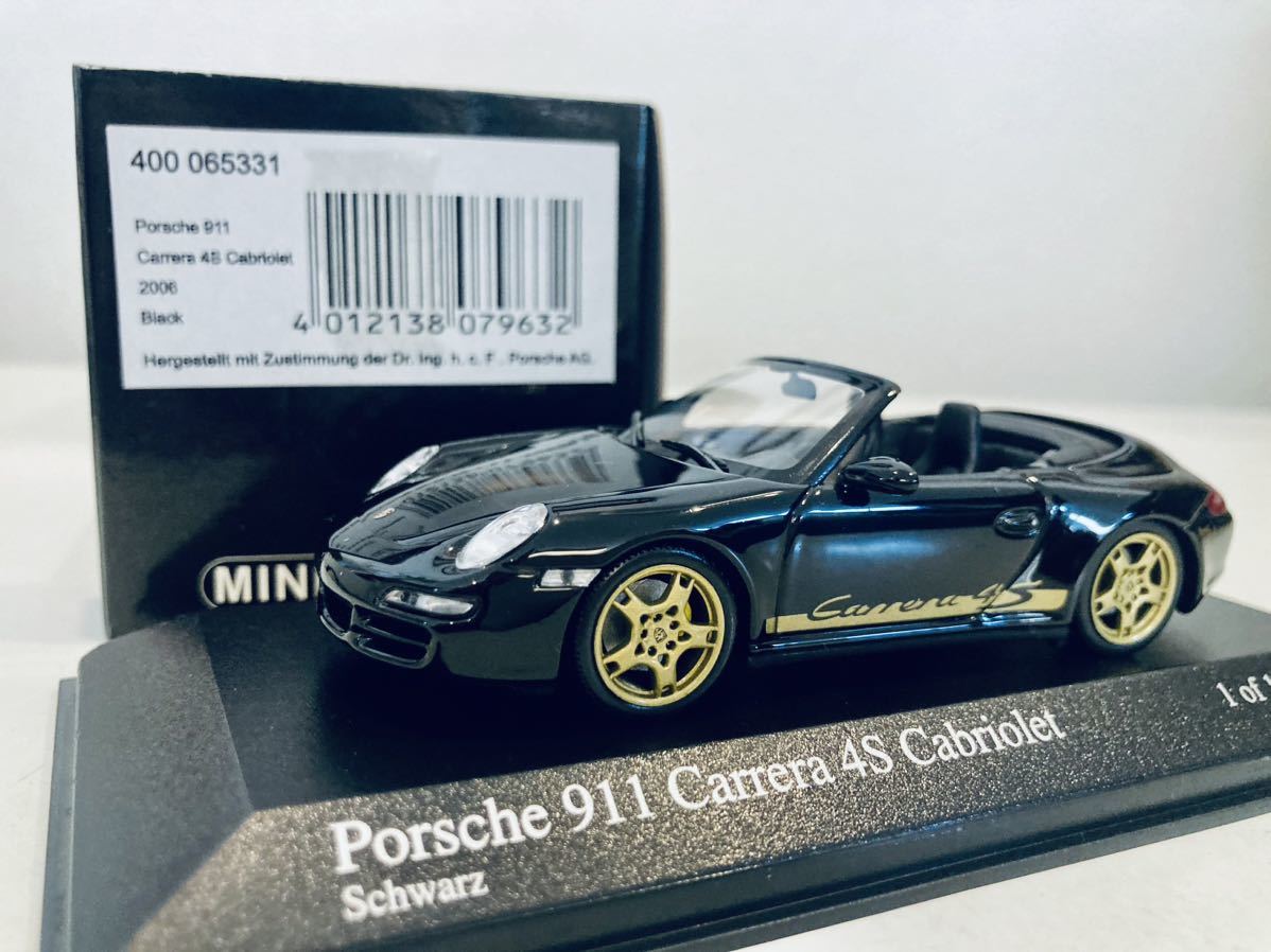 1/43 Minichamps ポルシェ 911 (997) カレラ 4S カブリオレ 2006 Black / Gold line_画像1