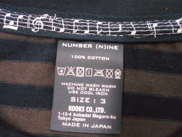 67 送60サ 1127%D14 NUMBER (N)INE ナンバーナイン メンズ 半袖ボーダーTシャツ バイカラー 日本製 サイズ3 中古品_画像4