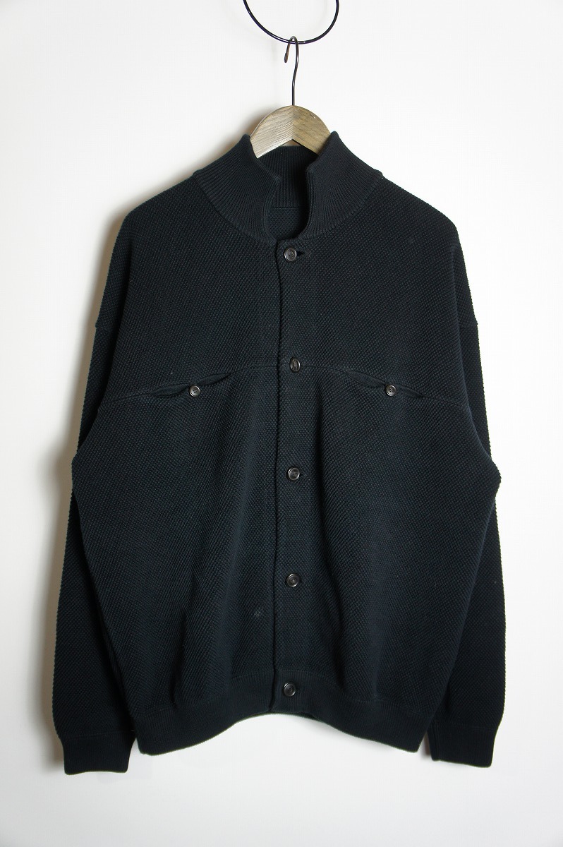 美品 19SS crepuscule クレプスキュール moss stitch blouson 鹿の子 ニット ブルゾン ジャケット 1903-003 黒 サイズ2 本物 703N_画像1