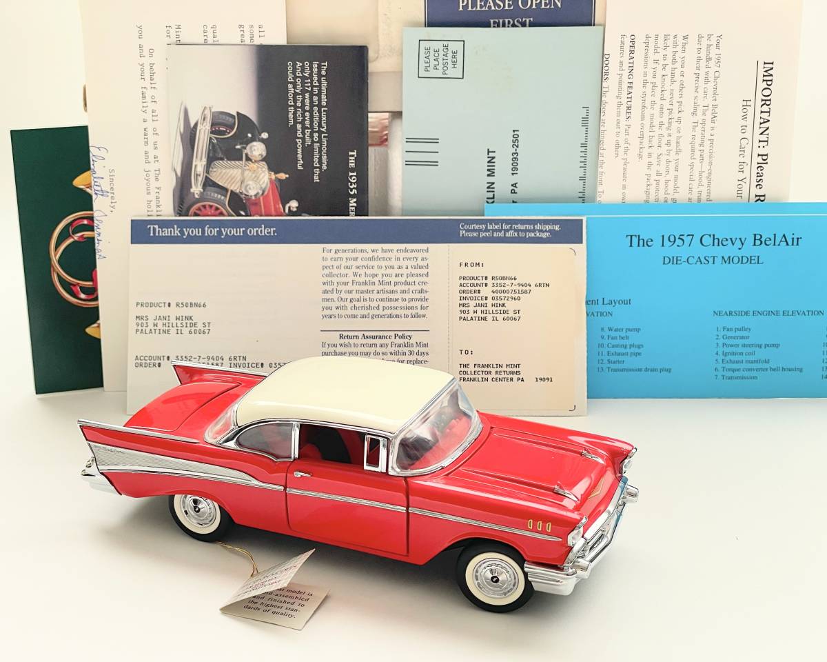 FRANKLIN MINT フランクリンミント 1/24 1957 Chevrolet Bel Air Hard Top Model シボレー ベルエア フランクリン・ミント　箱付き