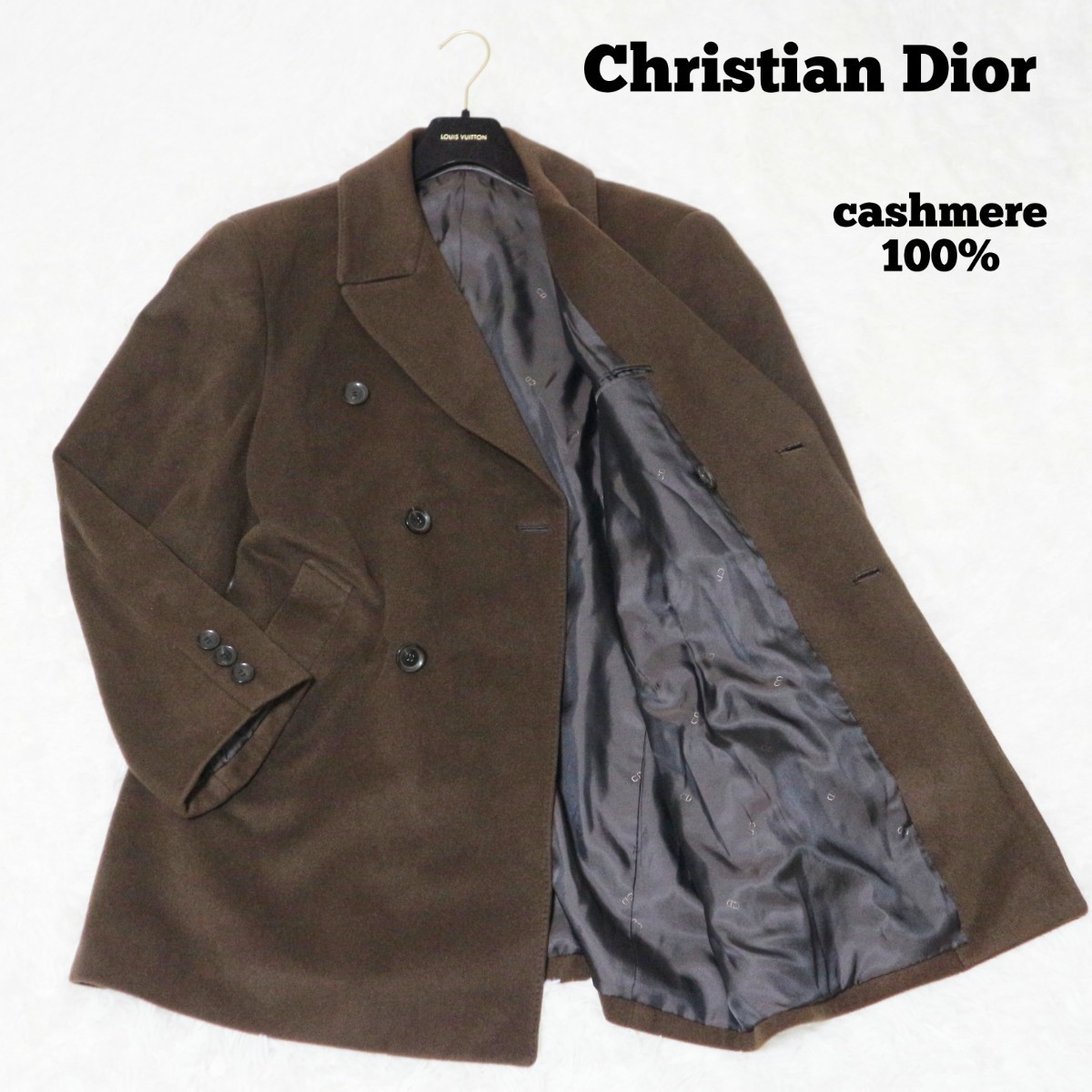 【最高級カシミヤ100％】ChristianDior クリスチャンディオール ピーコート XXL相当サイズ 大きいサイズ CD柄_画像1