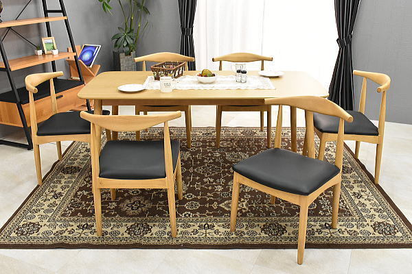 新品 北欧オーク材ダイニングテーブル7点セット 幅165cmリビング椅子テーブル食卓チェア6脚NA色モダンおしゃれ家具:ST11-28OZQ-KC_画像2