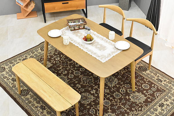 新品 北欧オーク材ダイニングテーブル4点セット 幅135cmリビング椅子テーブル食卓チェア2脚ベンチ家具モダンおしゃれ:ST11-28UZQ-KC_画像2