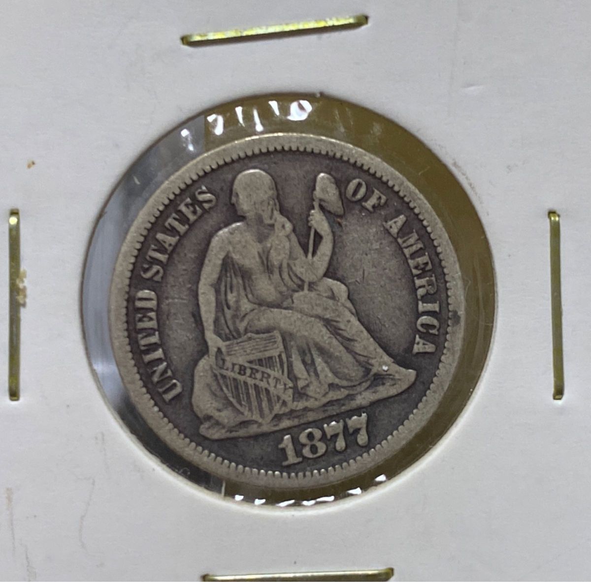 アメリカ　1877年　シーテッドリバティ　1 ダイム　銀貨　