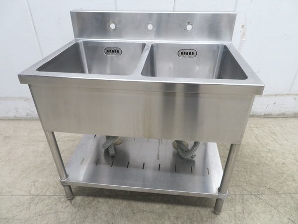 中古】 A07333 1槽シンク シンク下扉付 バック・サイドガード付 中古】 A07333 1槽シンク シンク下扉付 バック・サイドガード付