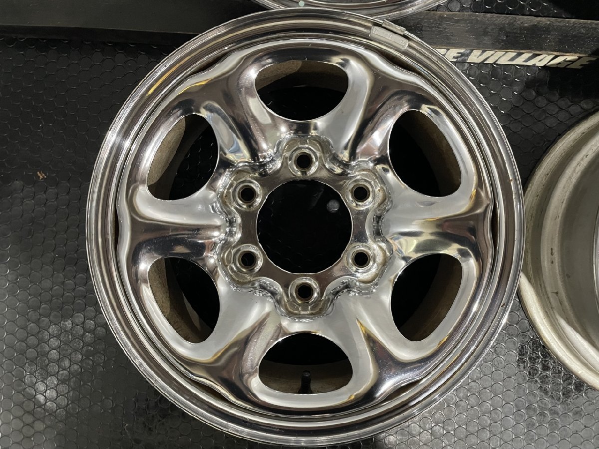 日産 純正ホイール 鉄ホイール メッキ 15インチ 4本 7J6HPCD139.7+30 ハブ径100mm 希少 テラノ ダットラ キャラバン等　(MHA042)_画像4