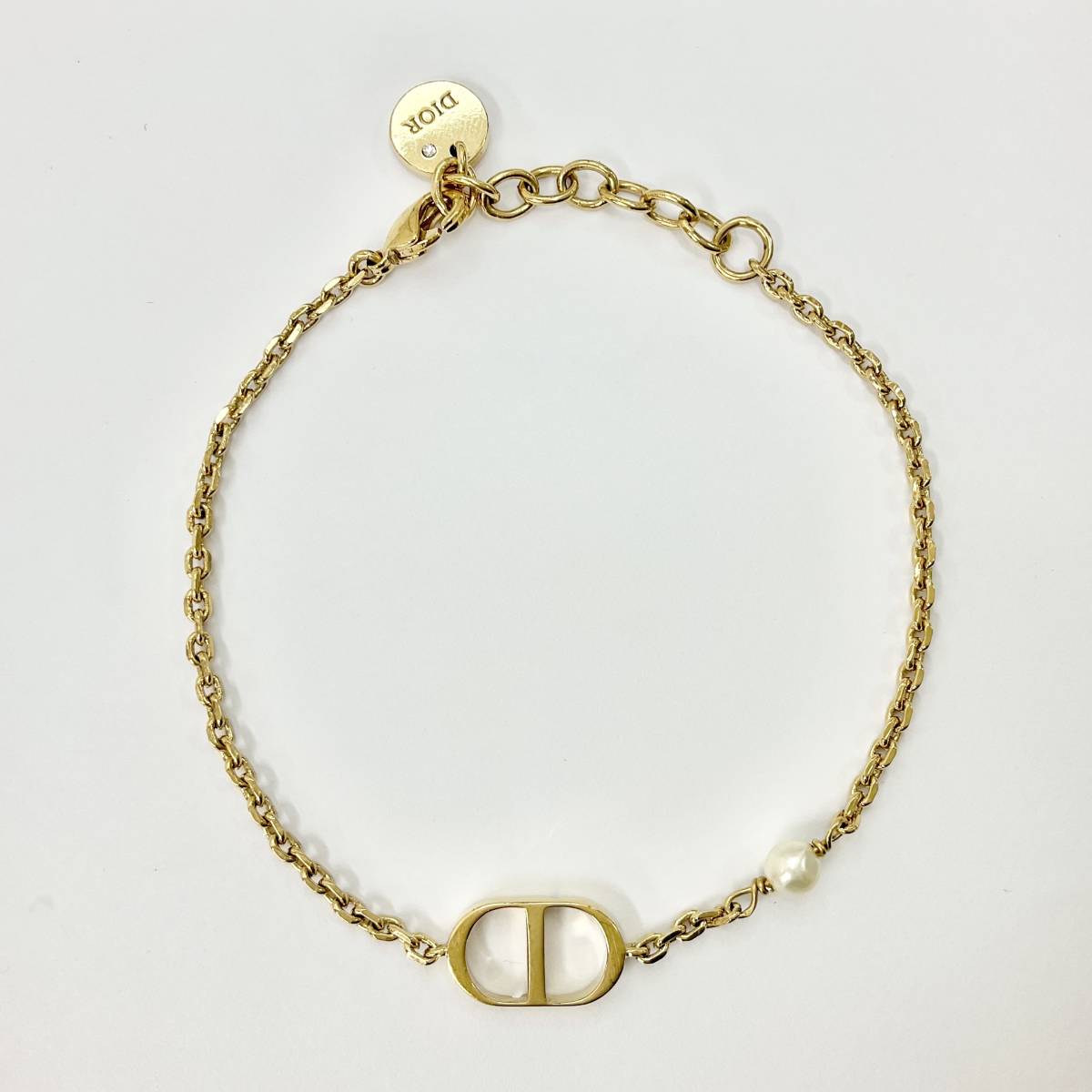 7946 Кристиан Dior Petit CD Bracelet Logop Logo Pearl Gold