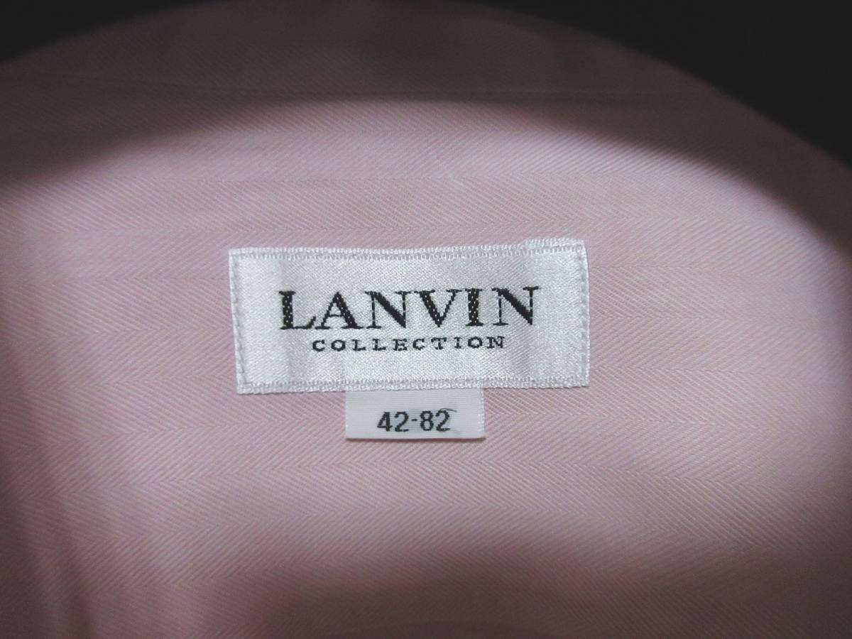 LANVIN ランバン シャツ 長袖 ストライプ コットン ワイシャツ メンズ 42-82 大きいサイズ ピンク　yg5012_画像5
