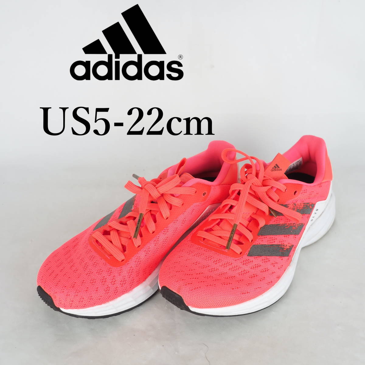 MK3200*adidas*アディダス*レディーススニーカー*US5-22cm*蛍光朱色*_画像1