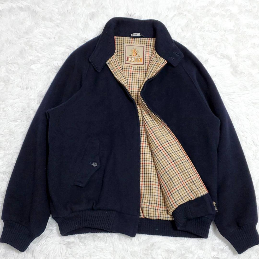 極美品 2XL バラクータ カシミヤ ハリントン G9 スイングトップ スウィング 紺 BARACUTA ネイビー XXL 3L 44 チェック カシミア ウール_画像1