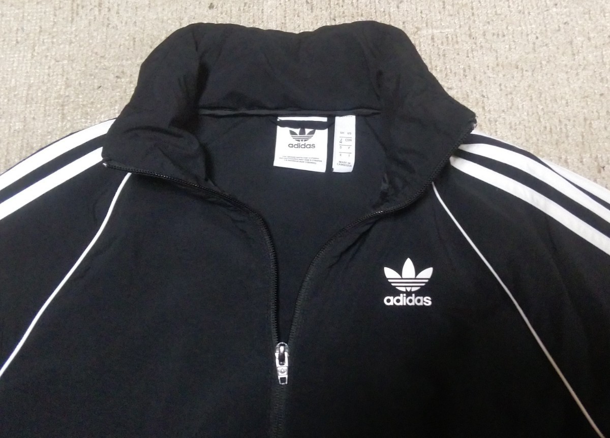 ◎美品◎激シブ◎adidasアディダスオリジナルスパイピングトラックナイロンジャケット 黒×白 size M _画像3