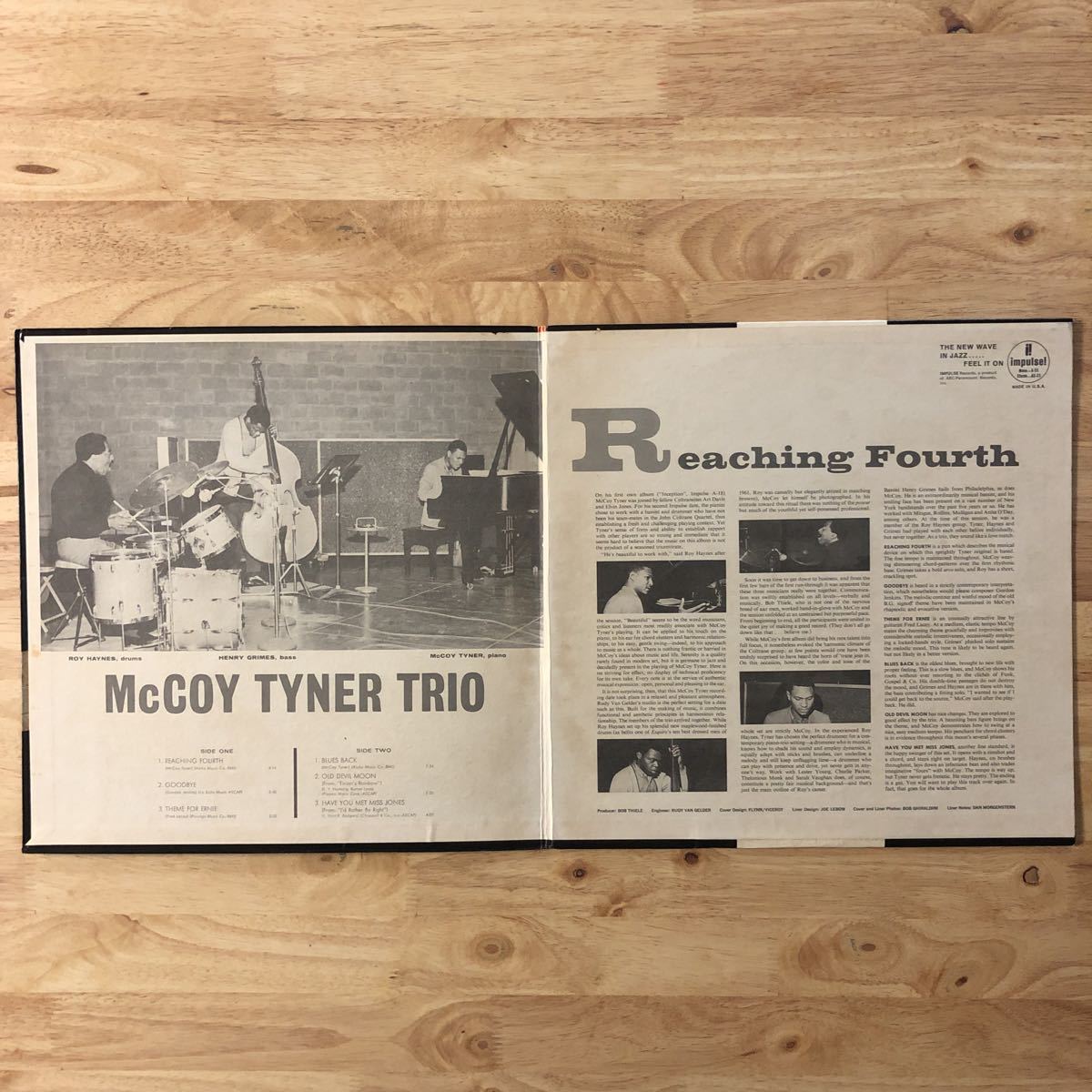 LP 両面VAN GELDER刻印 McCOY TYNER TRIO/REACHING FOURTH[US盤:'71年PRESS(初版は'62年):CS付き:ROY HAYNES(dr)HENRY GRIMES(b)]_画像3