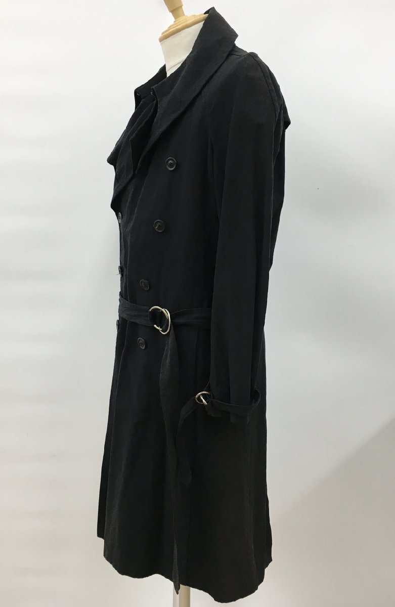 ユリウス JULIUS トレンチコート 1 ブラック 長袖 THIEVES frayed twill reverse 日本製 2311WT037の画像3