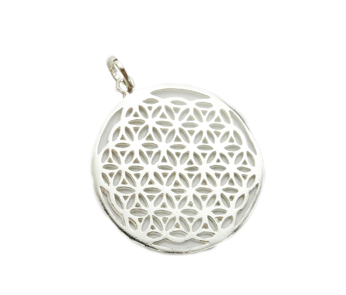 * free shipping [ platinum processing ] cosmos power ..... god . geometrical pattern *Flower of Life platinum healing pendant *32mm(made in BALI)