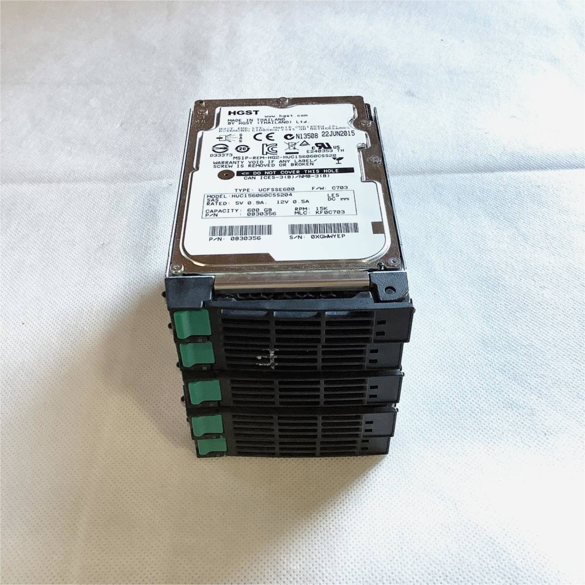 S5110164 HGST 600GB SAS 15K 2.5インチ HDD 5点【中古動作品】_画像3