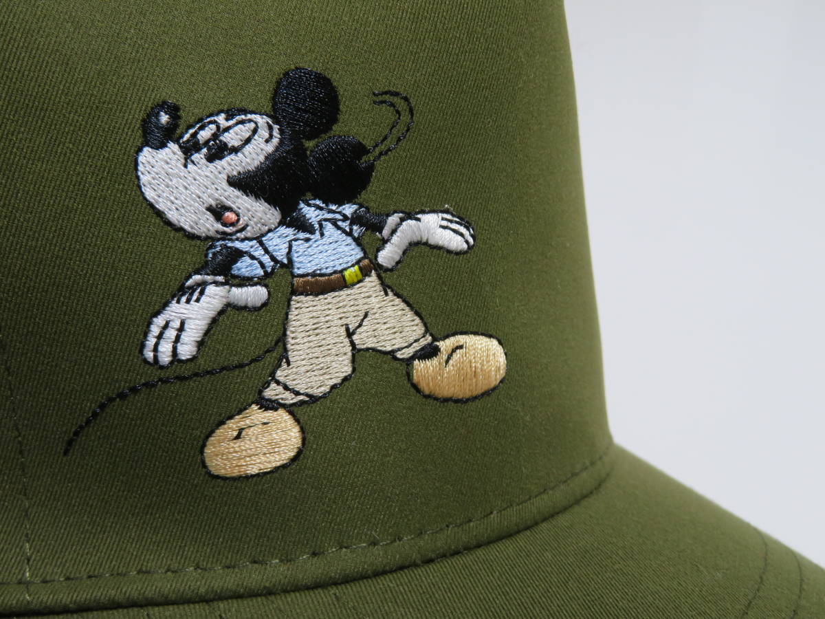 【送料無料】未使用に近い ミッキーマウス ディズニー ワークマン モスグリーン系色 メンズ レディース スポーツキャップ ハット 帽子 1個_画像2