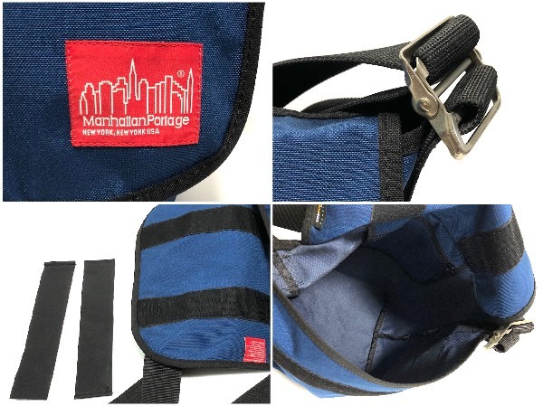  Manhattan Poe te-ji messenger bag navy M bag bag shoulder bag navy blue nylon buckle accessory equipped 