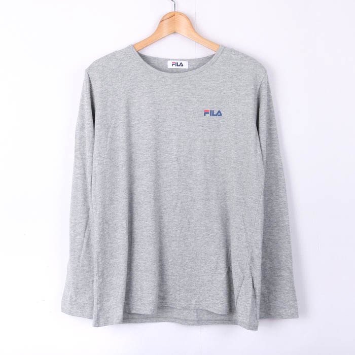 フィラ 長袖Tシャツ 無地 ワンポイントロゴ 大きいサイズ レディース 3Lサイズ グレー FILA_画像1