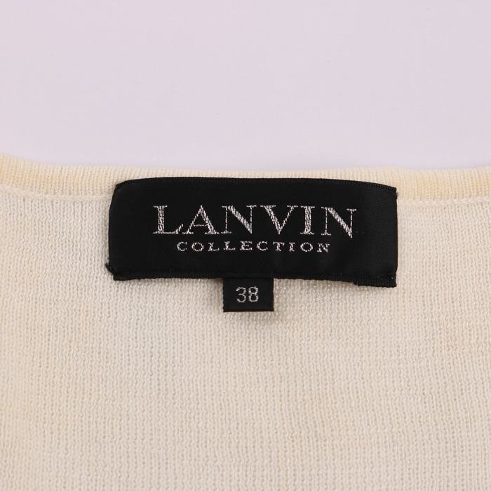 ランバン カットソー シャツ 半袖 シルク混 トップス 白 レディース 38サイズ ホワイト LANVIN_画像3