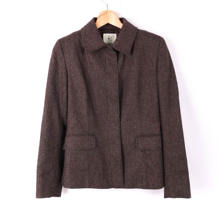  Kumikyoku blouson jacket wool . stretch outer lady's 2 size Brown KUMIKYOKU