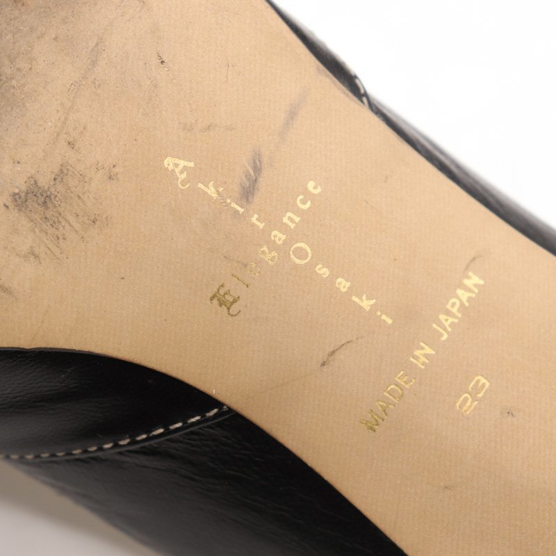 アキラオーサキエレガンス パンプス オープントゥ シューズ 靴 日本製 黒 レディース 23cmサイズ ブラック Akira Osaki Elegance_画像4