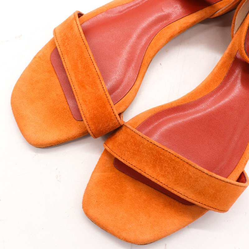  Rope sandals leather original leather shoes flat shoes made in Japan lady's 36.5 size orange ROPE\'