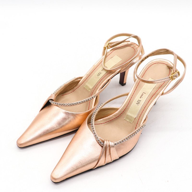  Lewis туфли-лодочки кожа шлепанцы стразы металлик бренд обувь обувь женский 2.5 размер Gold Lui\'s
