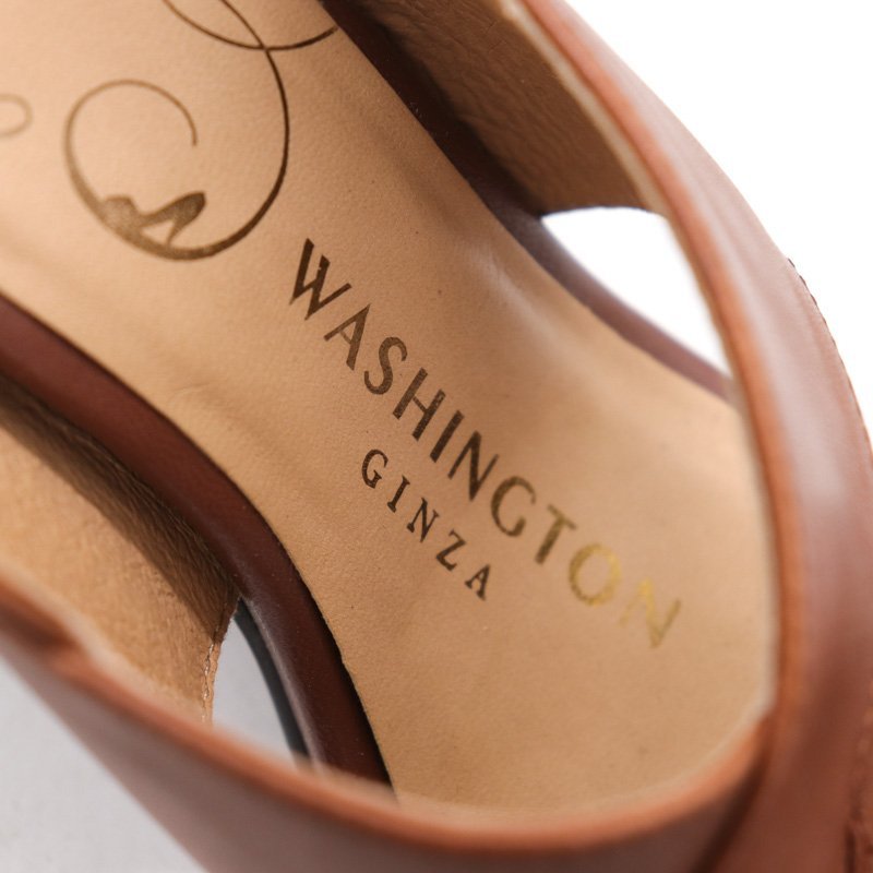 銀座ワシントン サンダル バックストラップ チャンキーヒール 2E ブランド シューズ 靴 レディース 22.5cmサイズ ブラウン WASHINGTON_画像3