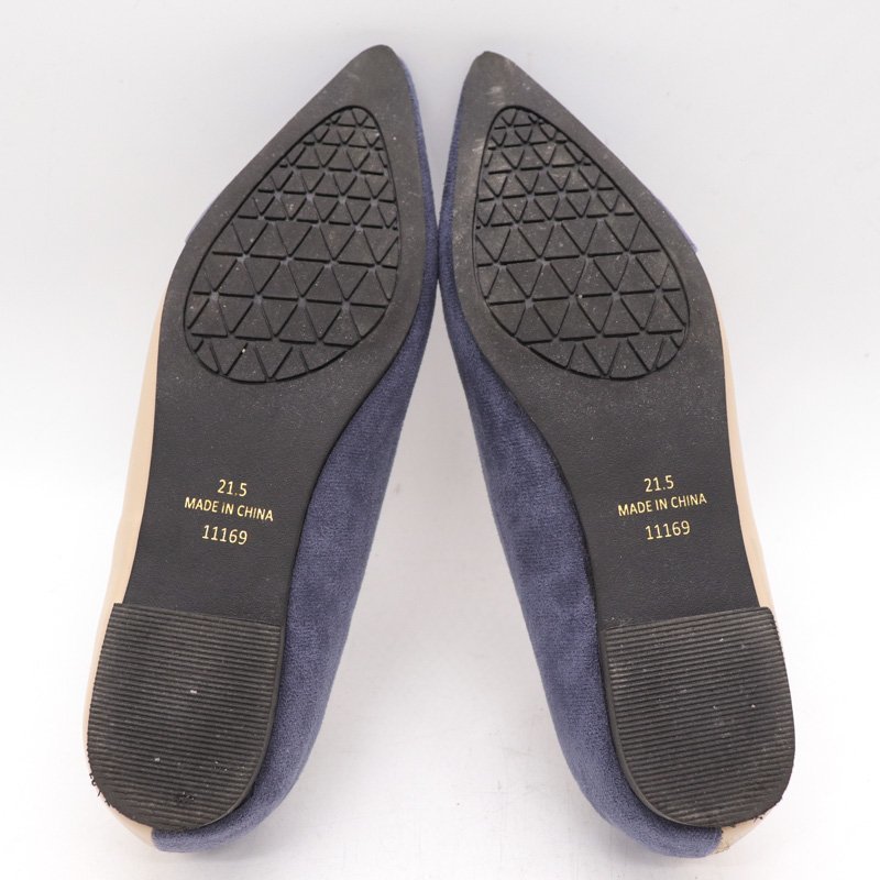 メヌエ パンプス ポインテッドトゥ フラットシューズ ブランド 靴 レディース 21.5cmサイズ ブルー Menue_画像6