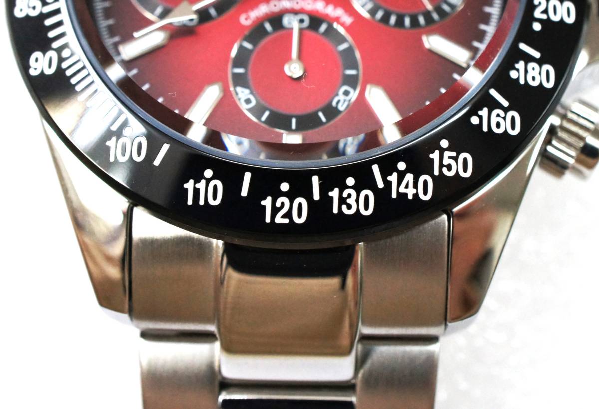 【新品】 テクノス クロノグラフ 腕時計 ワインレッド文字盤 10気圧防水 T4B73BR【送料無料】_画像6