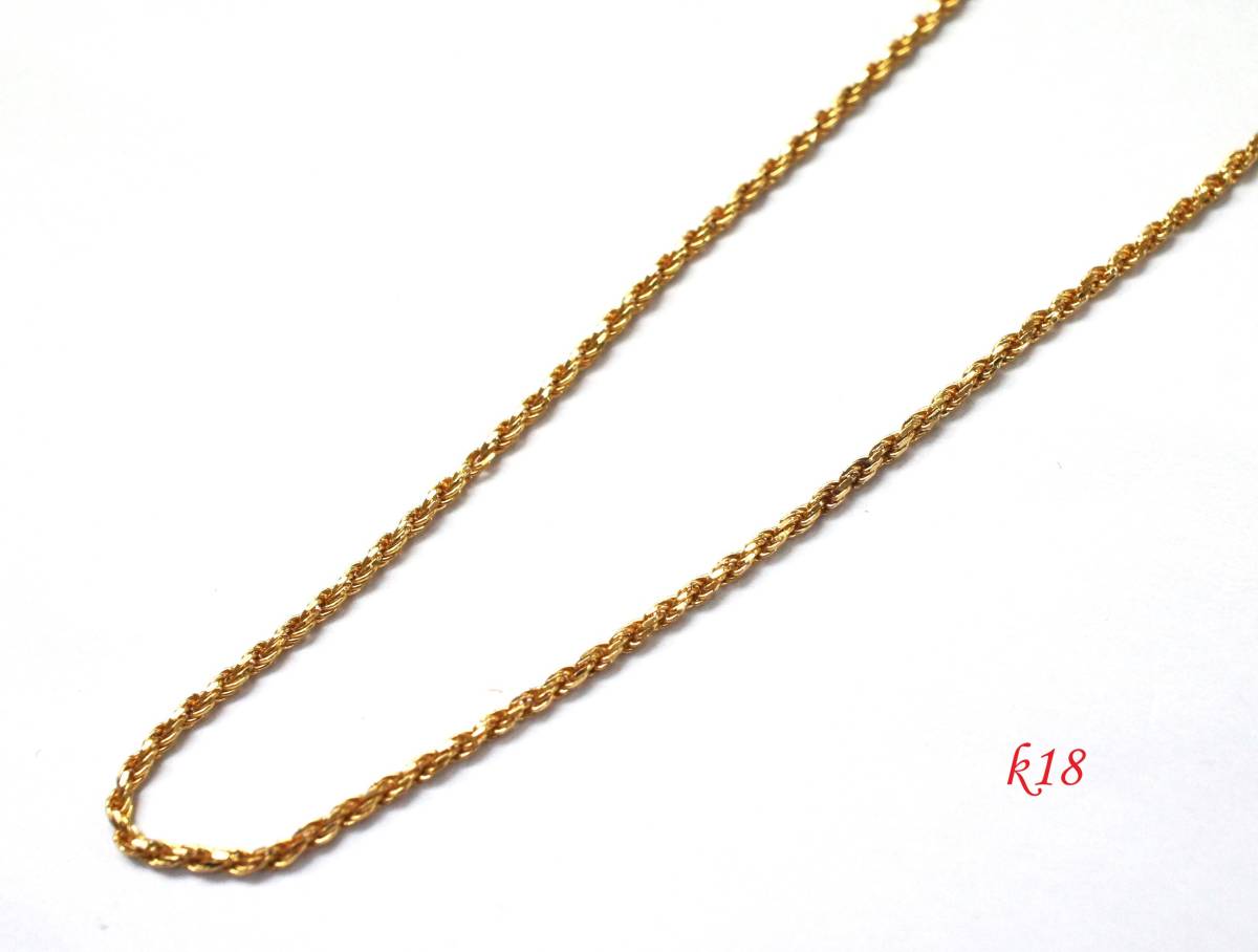 K18 ロープ チェーン ネックレス 3.70g 39cm イタリア製 【送料無料】【ゴールド】