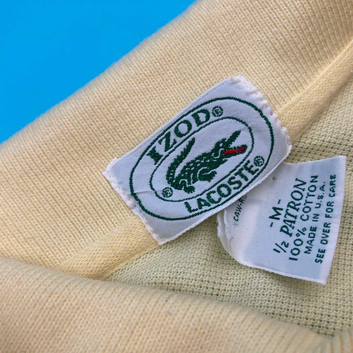 【A8563O179】ラコステ ポロシャツ 黄色 イエロー IZOD LACOSTE Mサイズ 綿100％ MADE IN USA_画像6