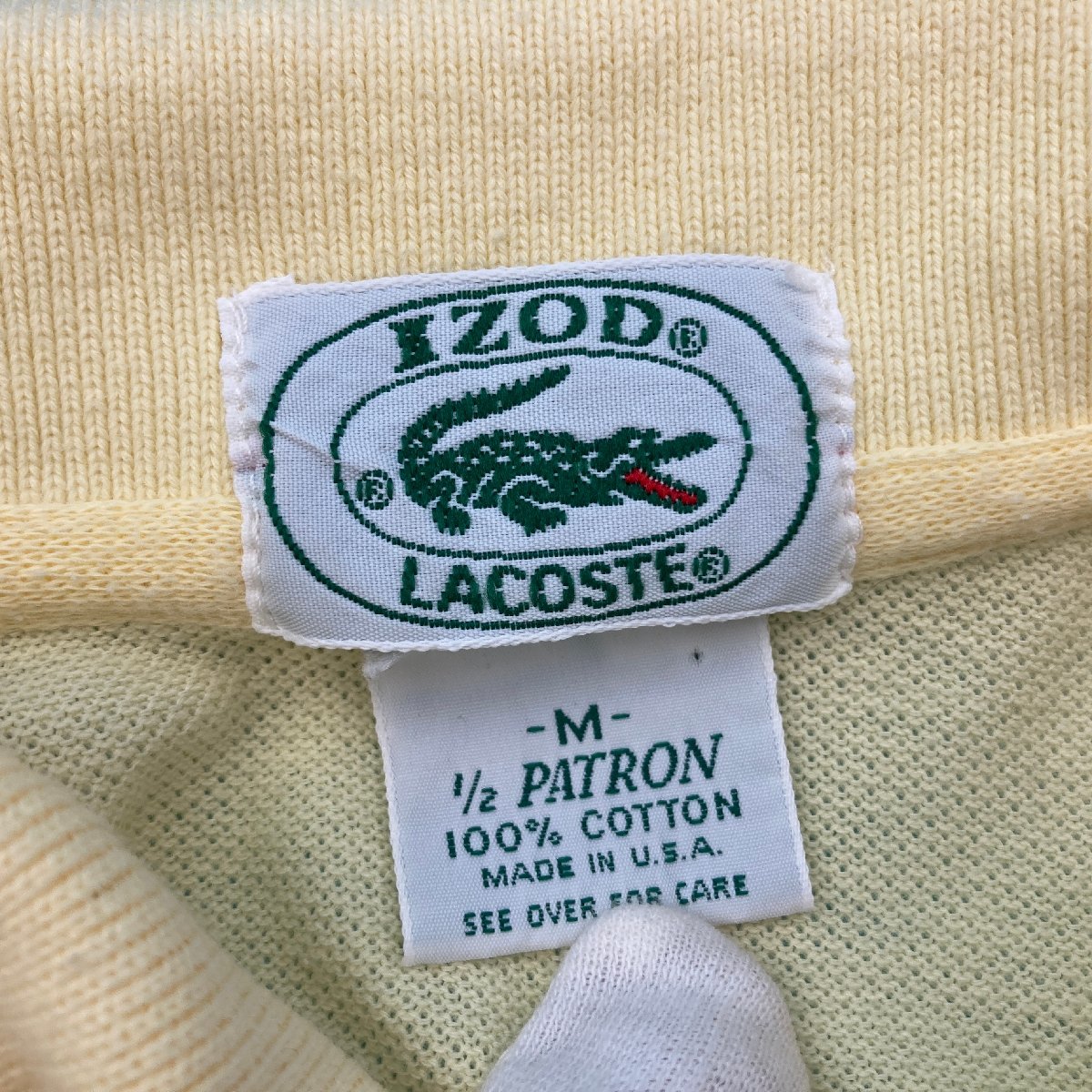 【A8563O179】ラコステ ポロシャツ 黄色 イエロー IZOD LACOSTE Mサイズ 綿100％ MADE IN USA_画像4
