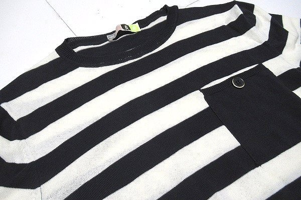 B0113:イタリア製 MSGM セーター エムエスジーエム ニット 長袖Tシャツ 長袖カットソー 白 黒 M ニットソー 薄ニット メンズ レディース:5_画像3