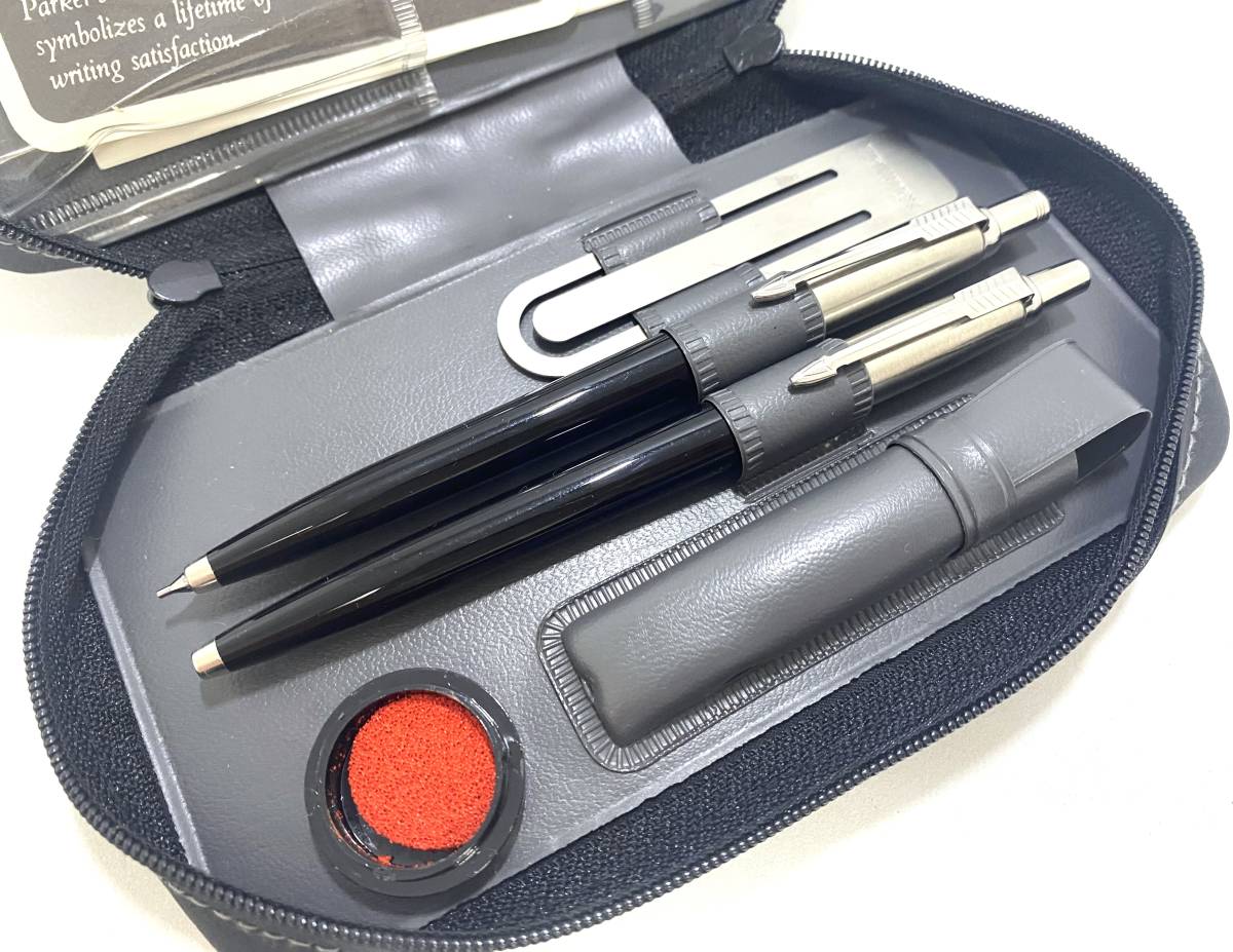 ◆ PARKER パーカー ボールペン / シャープペンシル ノック式 2本セット ペンケース付き ■ 未使用品_画像3