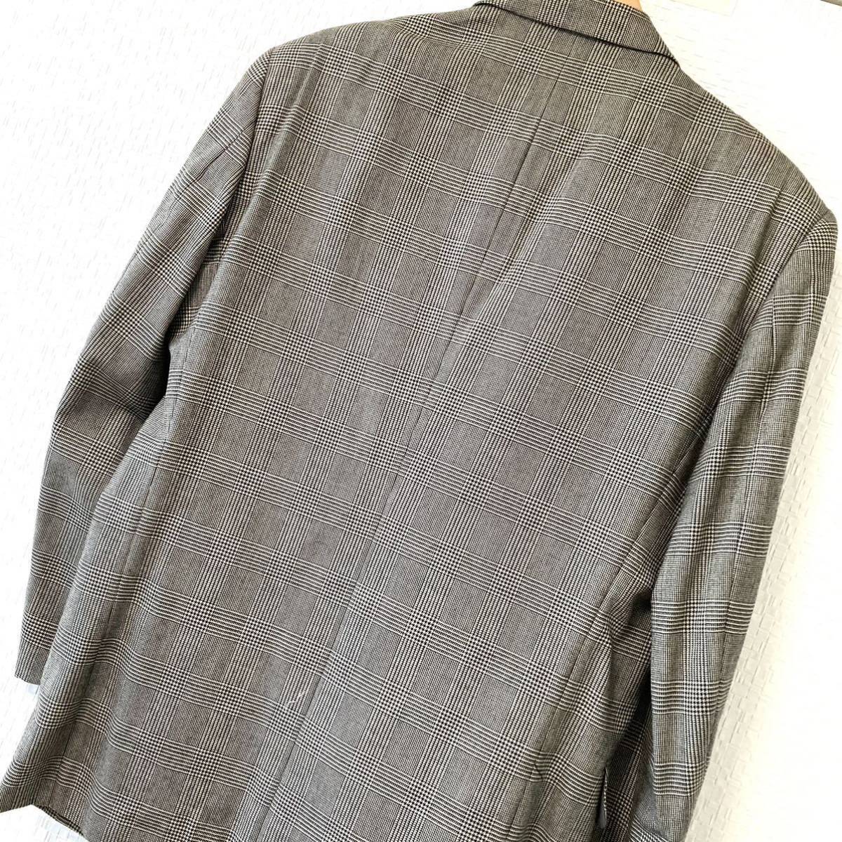 日本製【MONSIEUR LEMERE】ムッシュルメル テーラードジャケット ウール ダブル スーツ ビジネス フォーマル チェック 紳士 94A6/749UUの画像7