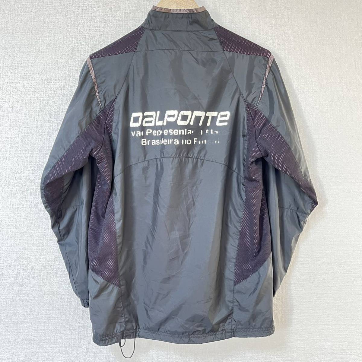 【DALPONTE】ダウポンチ ウインドブレーカー ジップアップ ロゴ バックプリント トレーニング スポーツ ブラック 黒 メンズM/1114YY_画像2