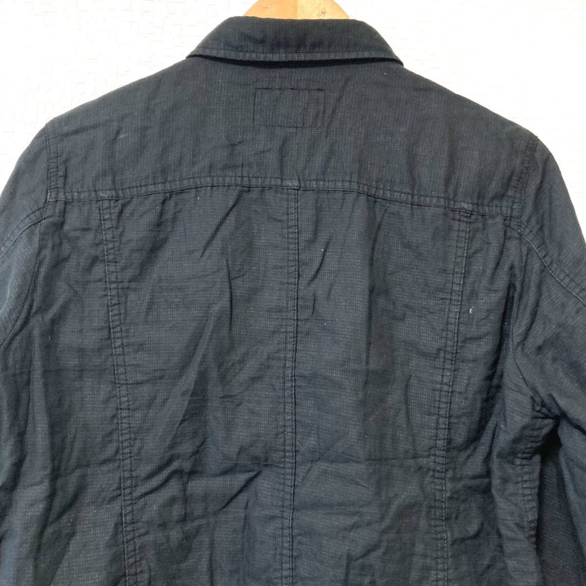 【NICOLE】ニコル ミリタリー 長袖 シャツ ジャケット 上着 綿100% 無地 カジュアル 羽織り ブラック 黒 メンズ 紳士 サイズ48/1473UU_画像5