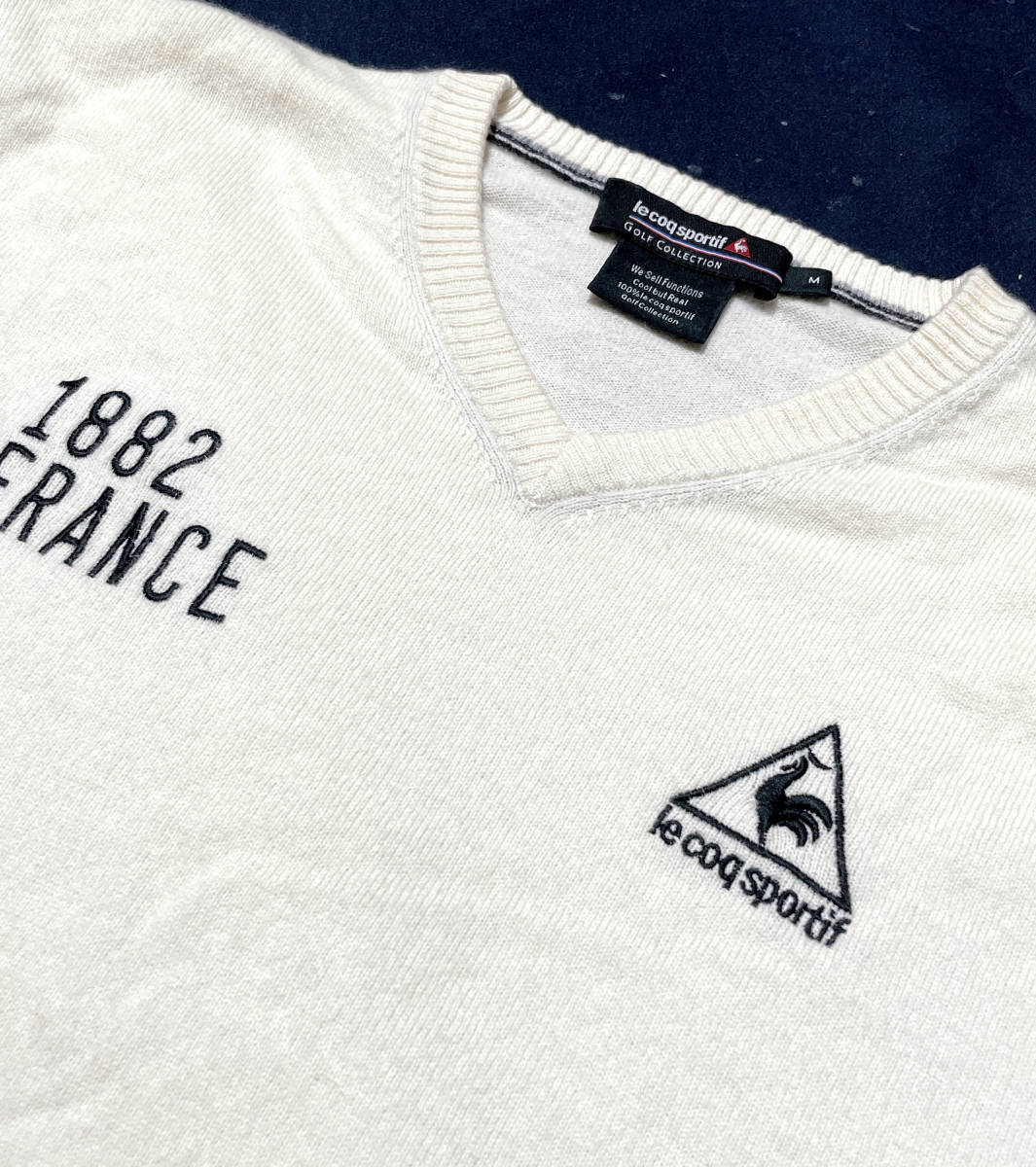 秋冬向け★le coqsportif ルコックゴルフ★やや薄手　Ⅴネック　カシミア１００％　セーター★メンズS／Ｍサイズ位★全国送料２３０円　_画像7