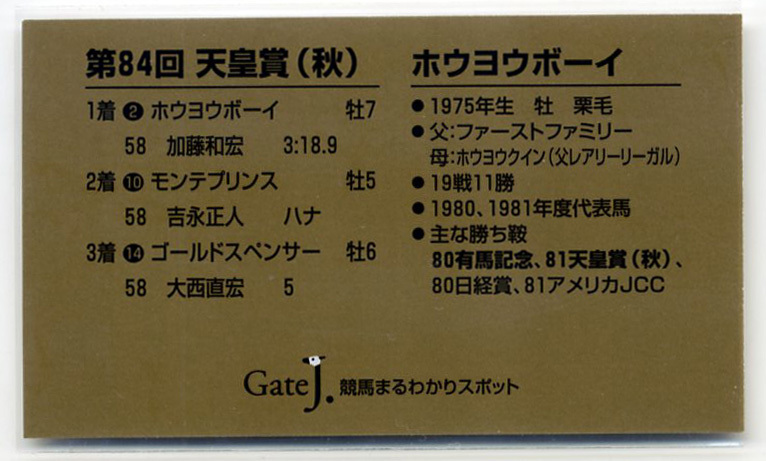 * not for sale howe you Boy no. 84 times heaven ..( autumn ) single . horse ticket type card JRA Gate J. name horse card Kato peace . have horse memory horse photograph image horse racing card prompt decision 