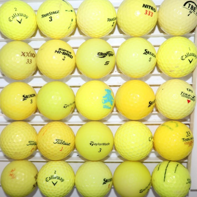 50個 カラーボール イエロー Cランク 練習用 ロストボール メーカー混合 ゴルフボール 送料無料 snt_画像5