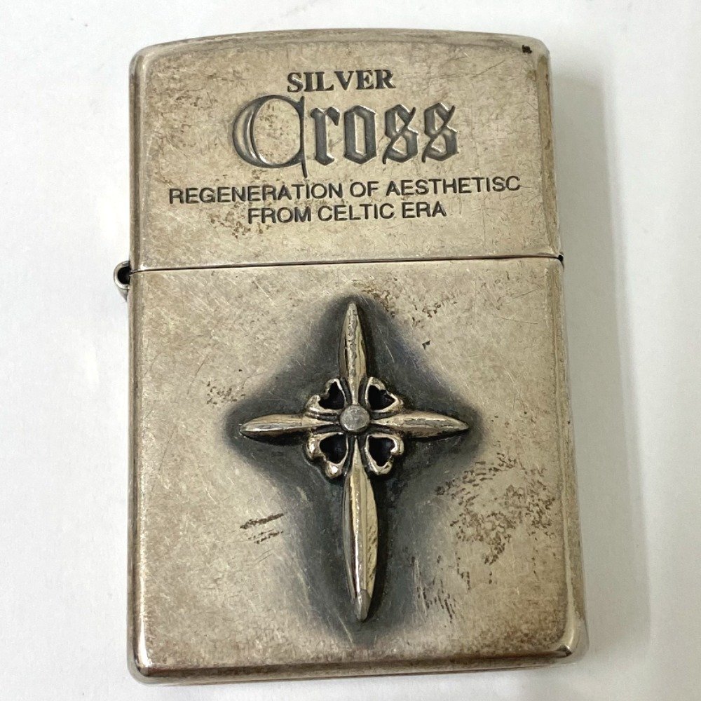 【送料無料】ZIPPO ジッポー オイルライター SILVER Cross シルバークロス 2001年製 中古【Ae466895】_画像1