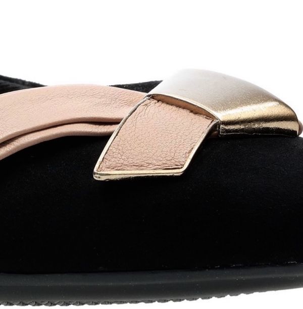 Clarks Clarks 25cm Flat black black pink ribbon low heel suede leather leather pumps Loafer boots sandals 960