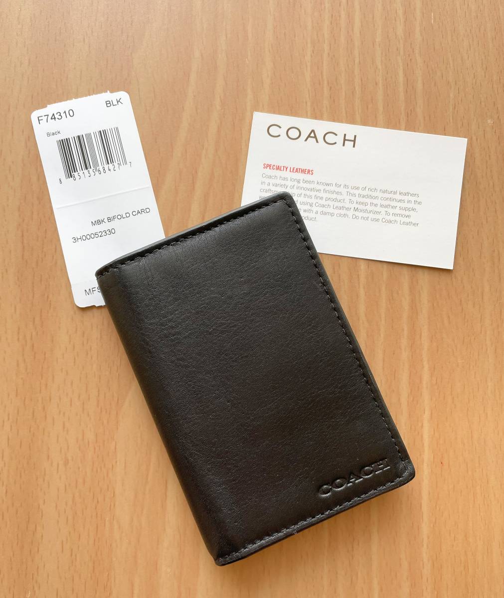 新品 COACH/コーチ レザーカードケース/ブラック